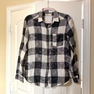 Hollister checkered distressed button down shirt S